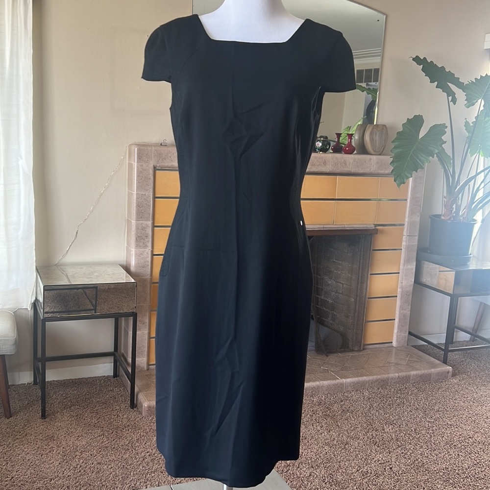 Escada Sport Dress Black With Cal Sleeves and Zipper Back Size 38